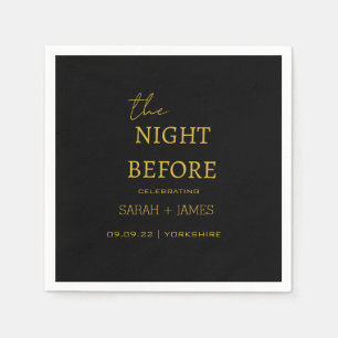 Black & Gold Minimalist The Night Before Wedding Napkin