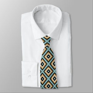 Black Gold Mint Brush Strokes Triangles Tie