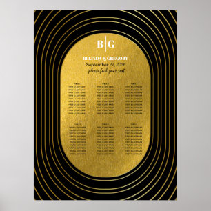 Black & Gold Modern Arch Wedding Seating Chart