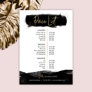 Black & Gold Modern Beauty Salon Price List