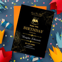 Black Gold Modern birthday invitation card