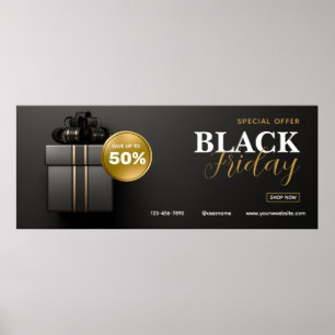 Black Gold Modern Black Friday Sale Outdoor Poster