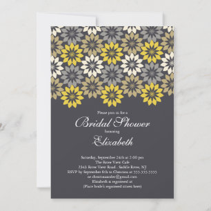 Black& Gold Modern Blooms Floral Bridal Shower Invitation