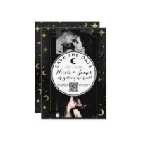 Black & Gold Modern Celestial Moon Save the Date