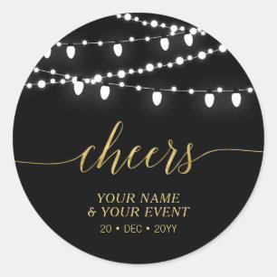 Black & Gold   Modern Cheers Adult Birthday Favour Classic Round Sticker