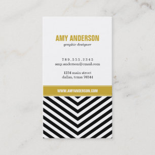 Black & Gold Modern Chevron Stripes Business Card