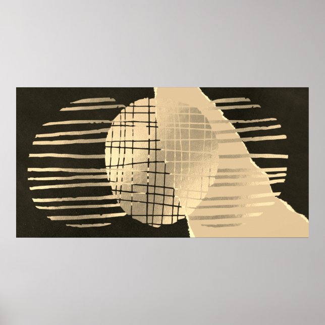 Black Gold Modern contemporary Abstract Wall Art  (Front)