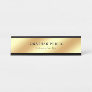 Black Gold Modern Elegant Glamourous Template Desk Name Plate