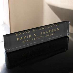 Black Gold Modern Elegant Professional Classy Nameplate