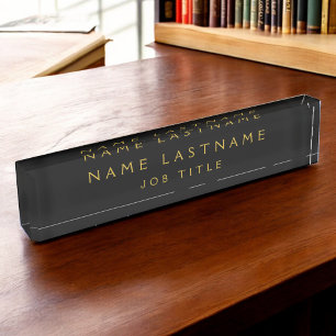 Black Gold Modern Elegant Professional Classy Nameplate