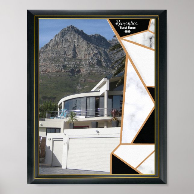 Black Gold Modern Geometric Abstract Poster (Front)