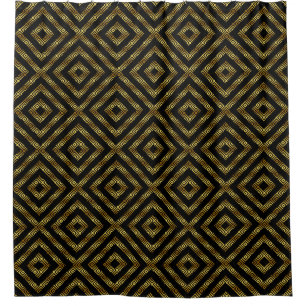 Black & Gold Modern Geometric Seamless Pattern Shower Curtain