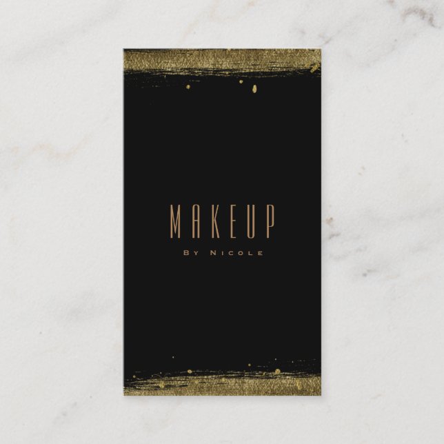 Black & Gold Modern Glamour Grunge Glam Chic Business Card (Front)