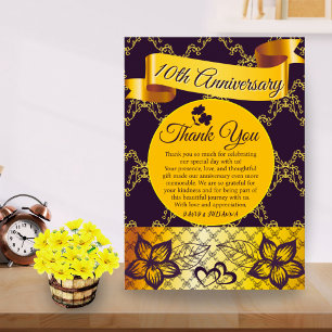 Black & Gold Modern Lace Heart Wedding Anniversary Thank You Card
