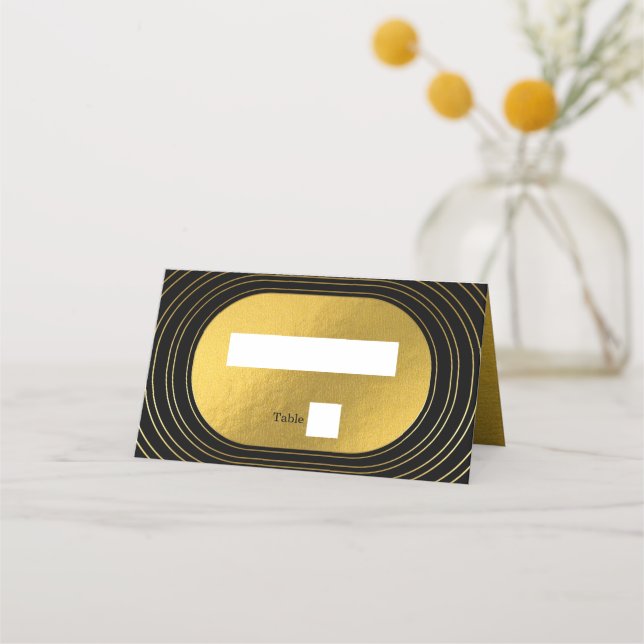 Black & Gold Modern Minimalist Arch Wedding Place Card (Front)