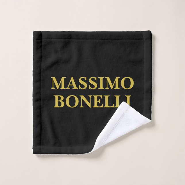 Black Gold Modern Minimalist Elegant Your Name Wash Cloth (Wash Cloth)