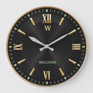 Black & Gold Modern Minimalist Luxury Large Clock