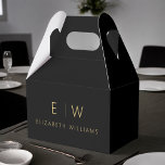 Black Gold Modern Minimalist Monogram Name Favour Box<br><div class="desc">Elevate your event's favours with our Classic Elegant Modern Minimalist Monogram Favour Box. Meticulously designed, these favour boxes seamlessly blend timeless sophistication with contemporary minimalism, making them a stylish and memorable addition to your celebration. Crafted with precision and attention to detail, these favour boxes are more than just containers; they...</div>