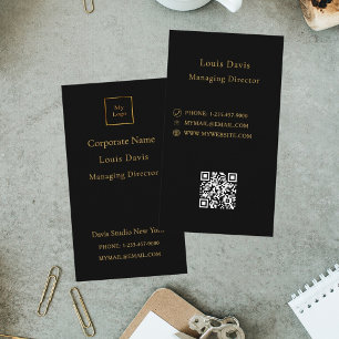 Black gold modern minimialst premium logo business card