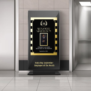 Black Gold Modern Photo Employee of the Month Foil Prints