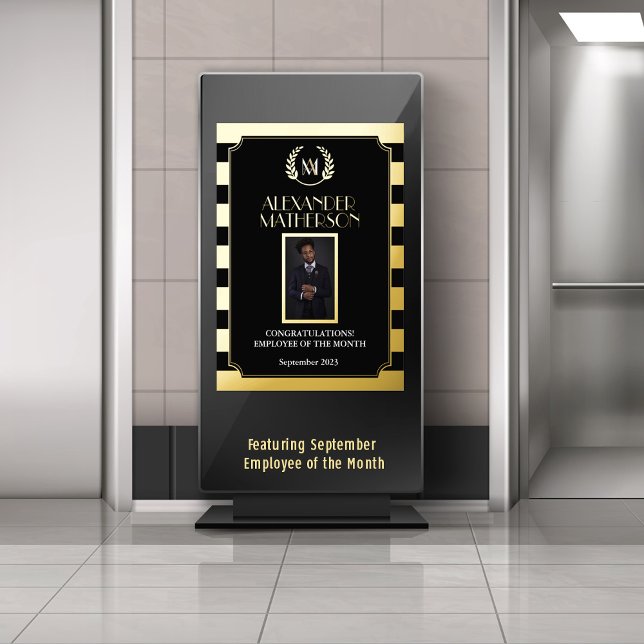 Black Gold Modern Photo Employee of the Month Foil Prints (Creator Uploaded)