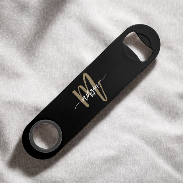 Black Gold Modern Script Girly Monogram Name (Creator Uploaded)