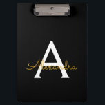 Black Gold Modern Script Girly Monogram Name Clipboard<br><div class="desc">Black and Gold Monogram Name Planning Clipboard. This makes the perfect sweet 16 birthday,  wedding,  bridal shower,  anniversary,  baby shower or bachelorette party gift for someone that loves glam luxury and chic styles.</div>