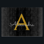 Black Gold Modern Script Girly Monogram Name Cutting Board<br><div class="desc">Black and Gold Simple Script Monogram Name Cutting Board. This makes the perfect graduation,  birthday,  wedding,  bridal shower,  anniversary,  baby shower or bachelorette party gift for someone that loves glam luxury and chic styles.</div>
