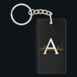Black Gold Modern Script Girly Monogram Name Key Ring<br><div class="desc">Black and Gold Simple Script Monogram Name Keychain. This makes the perfect sweet 16 birthday,  wedding,  bridal shower,  anniversary,  baby shower or bachelorette party gift for someone that loves glam luxury and chic styles.</div>