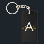 Black Gold Modern Script Girly Monogram Name Key Ring<br><div class="desc">Black and Gold Simple Script Monogram Name Keychain. This makes the perfect sweet 16 birthday,  wedding,  bridal shower,  anniversary,  baby shower or bachelorette party gift for someone that loves glam luxury and chic styles.</div>