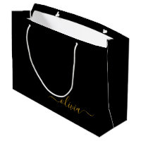 Black Gold Modern Script Girly Monogram Name