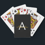 Black Gold Modern Script Girly Monogram Name Playing Cards<br><div class="desc">Black and Gold Simple Script Monogram Name Playing Cards. This makes the perfect sweet 16 birthday,  wedding,  bridal shower,  anniversary,  baby shower or bachelorette party gift for someone that loves glam luxury and chic styles.</div>
