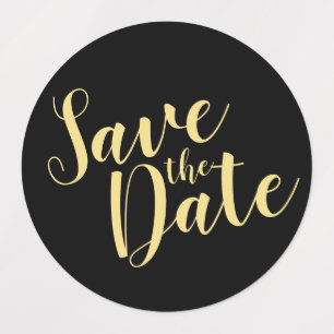 Black&Gold Modern Script Wedding Save the Date