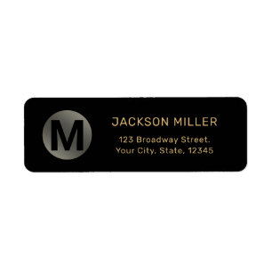 Black & gold modern simple monogram return address return address label