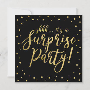 Black & Gold   Modern Surprise Retirement Party Invitation