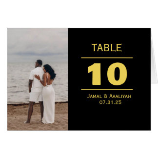 Black & Gold Modern Wedding Table Number Card