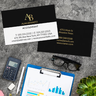 Black Gold Monogram Business Card Elegant Custom