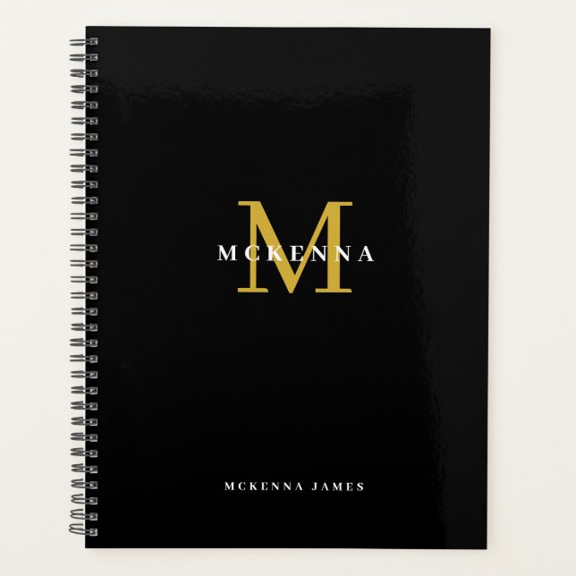 Black Gold Monogram Business Client Thank You Planner (Front)