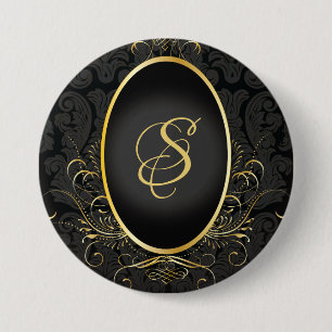 Black gold Monogram Classy Royal Style Button