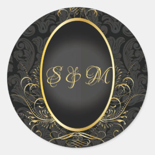 Black gold Monogram Classy Royal Style Sticker
