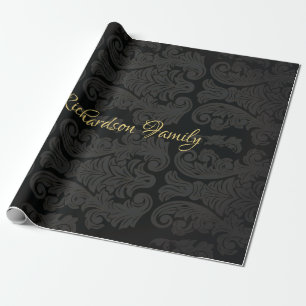 Black gold Monogram Classy Royal Style Wrapping Paper
