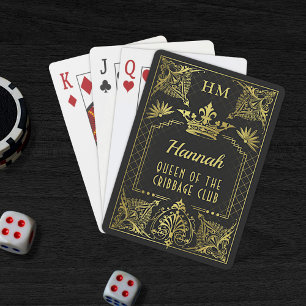 Black Gold Monogram Crown Queen of the Quarantine Playing Cards