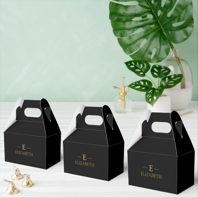 Black & Gold Monogram Favour Box (Multiple)