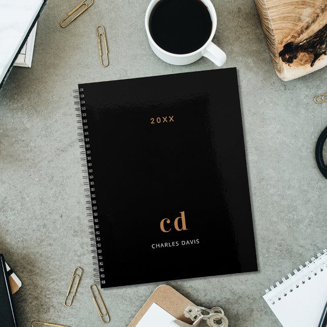 Black gold monogram initials 2026 planner (Creator Uploaded)