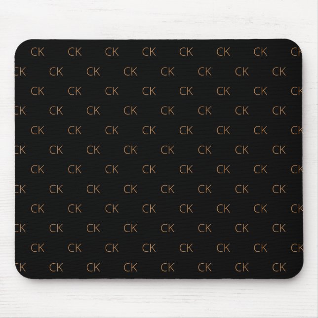 Black gold monogram initials elegant minimalist mouse pad (Front)