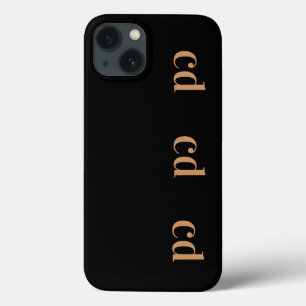 Black gold monogram initials modern iPhone 13 case