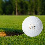 Black gold monogram initials name minimalist  golf balls<br><div class="desc">White background,  golden and black text. Personalise and add your monogram initials and name.  For both him and her.  The name is written with a modern hand lettered style script.</div>