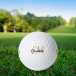 Black gold monogram initials name simple golf balls<br><div class="desc">Transparent background,  golden and black text. Personalise and add your monogram initials and name.  For both him and her.  The name is written with a modern hand lettered style script.</div>