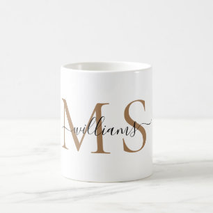 Black & Gold Monogram Name  Coffee Mug