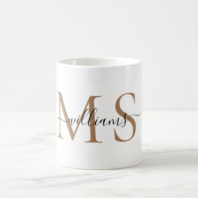 Black & Gold Monogram Name  Coffee Mug (Center)